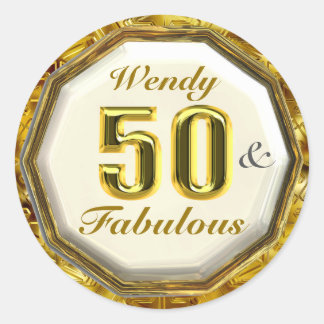 50 y fabulosos Pegatinas de cumpleaños de oro