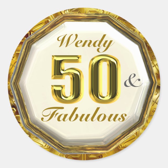 50 y fabulosos Pegatinas de cumpleaños de oro (Anverso)