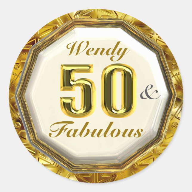 50 y fabulosos Pegatinas de cumpleaños de oro (Anverso)
