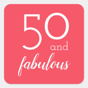 50 y fabulosos Pegatinas Naranjas de cumpleaños
