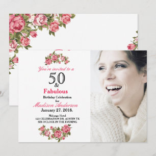 50 y Fabulous Floral   50 invitaciones de cumpleañ