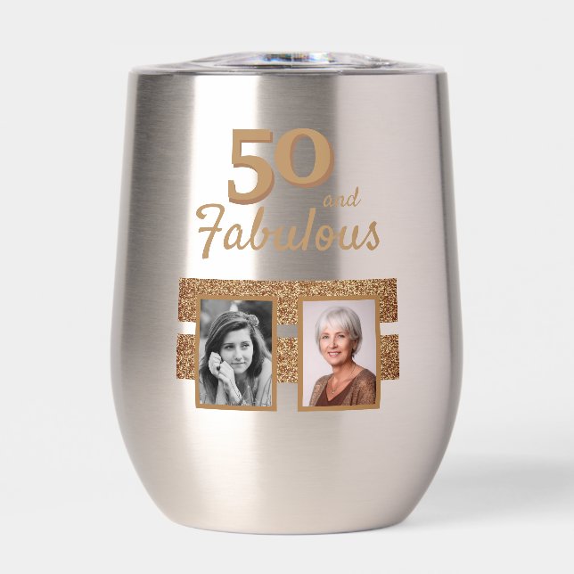 50 y Fabulous Gold Purpurina 2 Photo 50th Birthday (Frente)