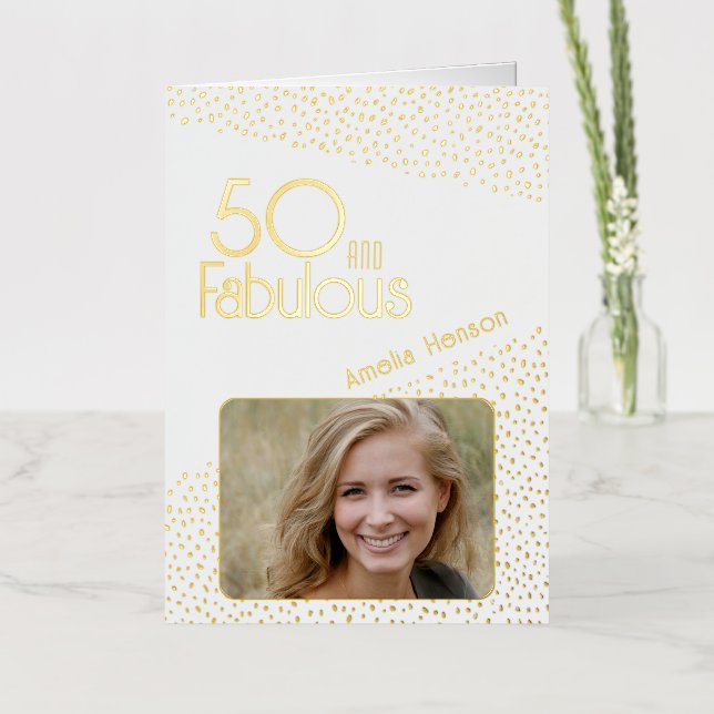 50 y Fabulous Gold Purpurina Photo 50th Birthday (Flor)