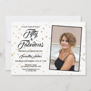 50 y Fabulous Gold Stars Invitación a la fotografí