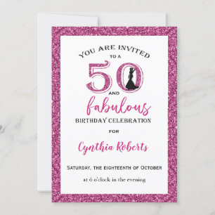 50 y la fabulosa invitación al cumpleaños rosado
