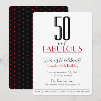 50 y la fantástica invitación Retro de cumpleaños