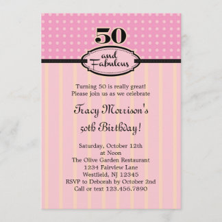 50 y una invitación fabulosa para el cumpleaños