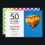 50 y una invitación fabulosa para el cumpleaños<br><div class="desc">Una invitación fotográfica de 50 años alegre y luminosa que puedes personalizar. Cambie la foto y los detalles personales como desee. La parte trasera está decorada con un patrón de puntitos de polka.</div>