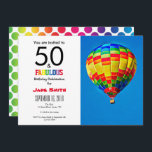 50 y una invitación fabulosa para el cumpleaños<br><div class="desc">Una invitación fotográfica de 50 años alegre y luminosa que puedes personalizar. 
Cambie la foto y los detalles personales como desee.
La parte trasera está decorada con un patrón de puntitos de polka.</div>