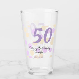50th birthday add name date purple orange polkadot