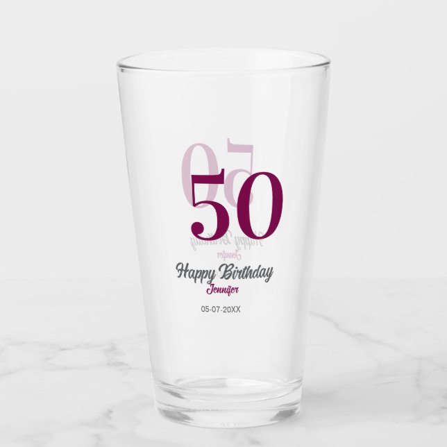50th birthday add name date year mauve template  (Anverso)