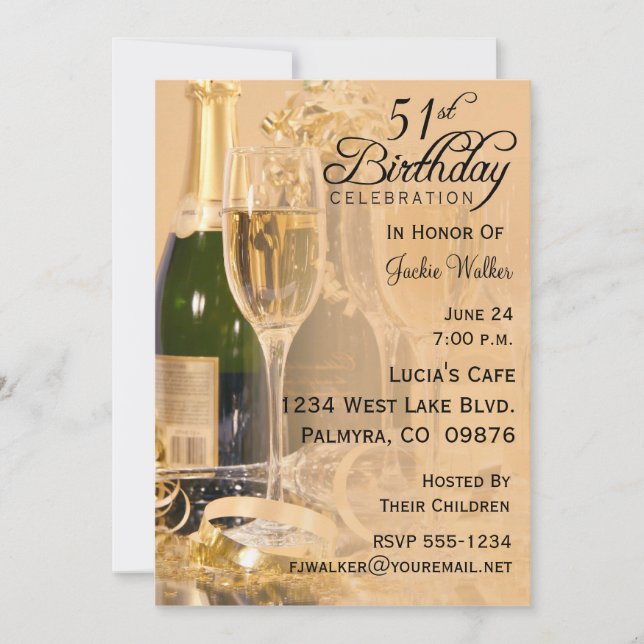 51.o Invitación de la fiesta de cumpleaños (Anverso)