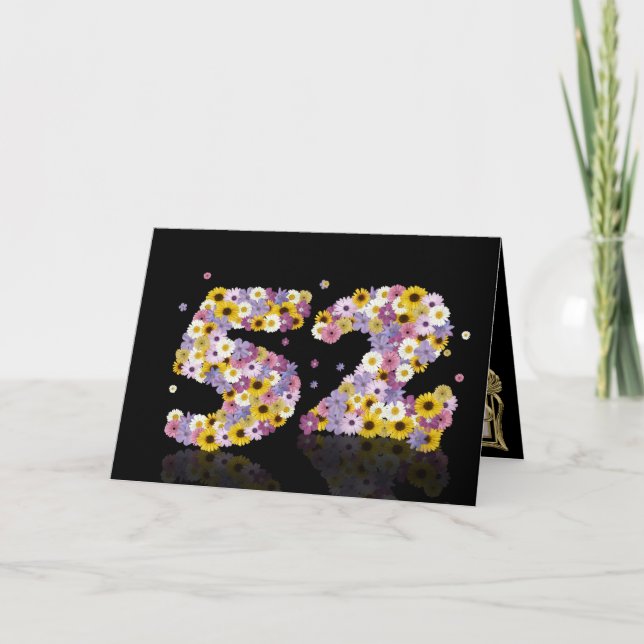 52.ª tarjeta de cumpleaños con letras floridas (Anverso)
