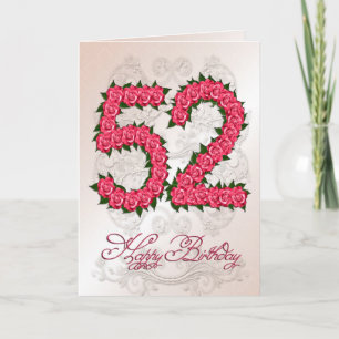 52.ª tarjeta de cumpleaños con rosas y hojas