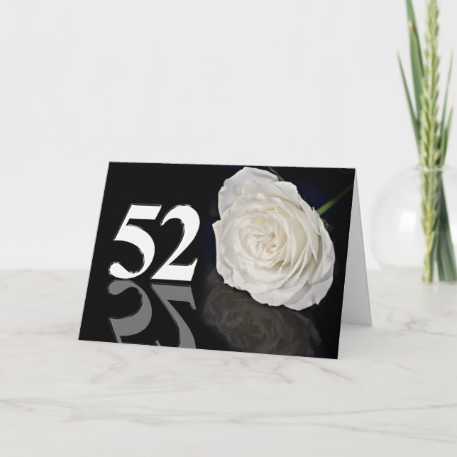 52.ª tarjeta de cumpleaños con una rosa blanca clá (Anverso)