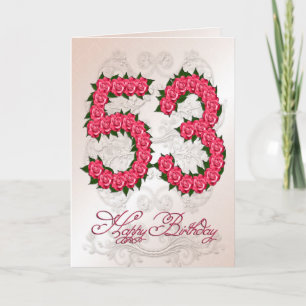 53.ª tarjeta de cumpleaños con rosas y hojas