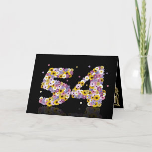 54.ª tarjeta de cumpleaños con letras floridas