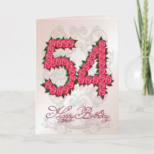 54.ª tarjeta de cumpleaños con rosas y hojas