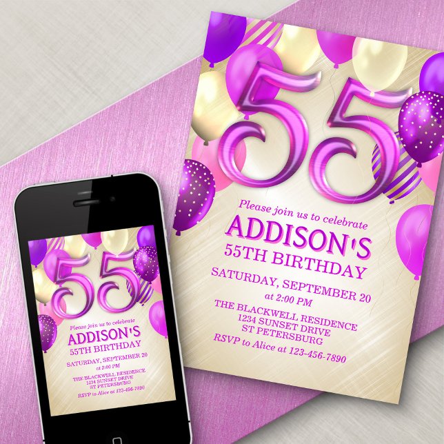 55.ª invitación a los globos rosados (Subido por el creador)