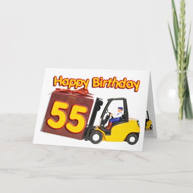 55.ª tarjeta de cumpleaños con un camión elevador  (Anverso)
