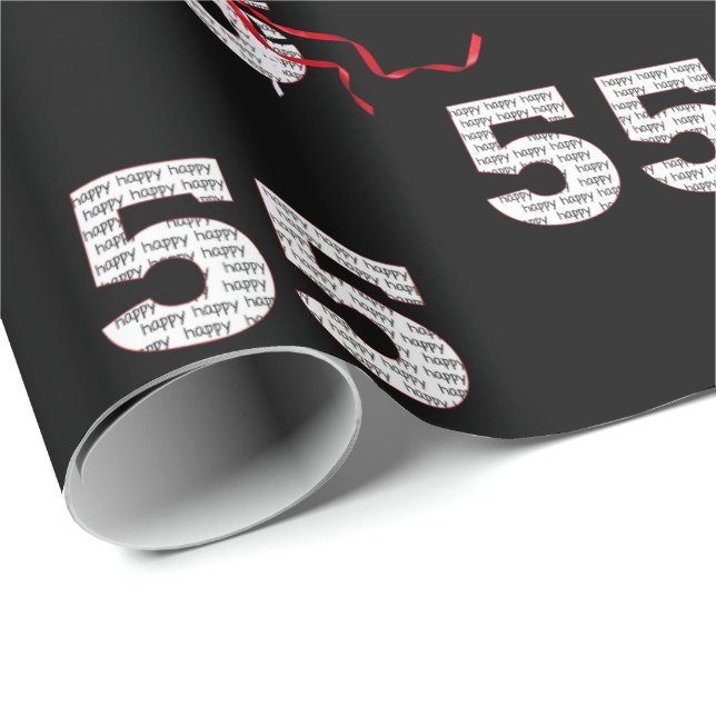 55.º Balón de cumpleaños Papel de envolvimiento (Esquina del rollo)