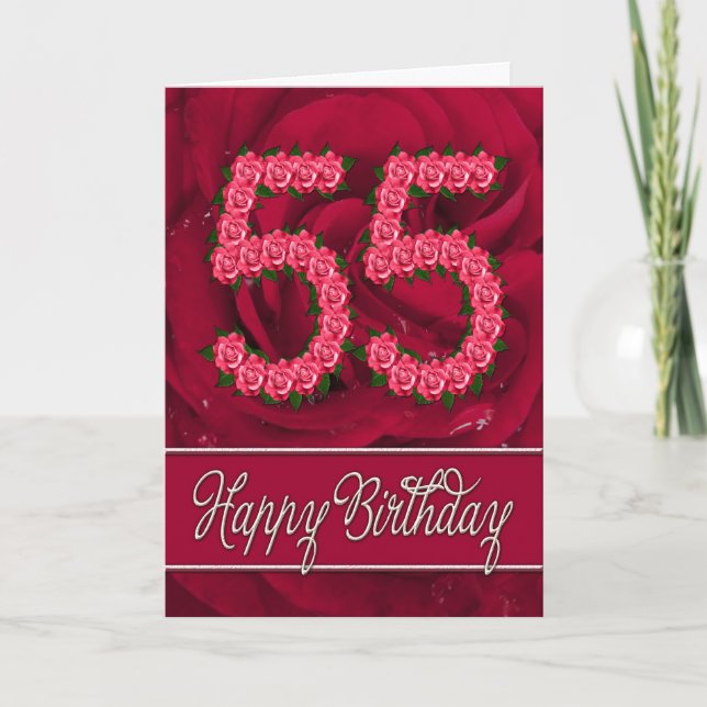 55.a tarjeta de cumpleaños con los rosas y las (Anverso)