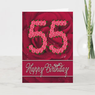 55.a tarjeta de cumpleaños con los rosas y las