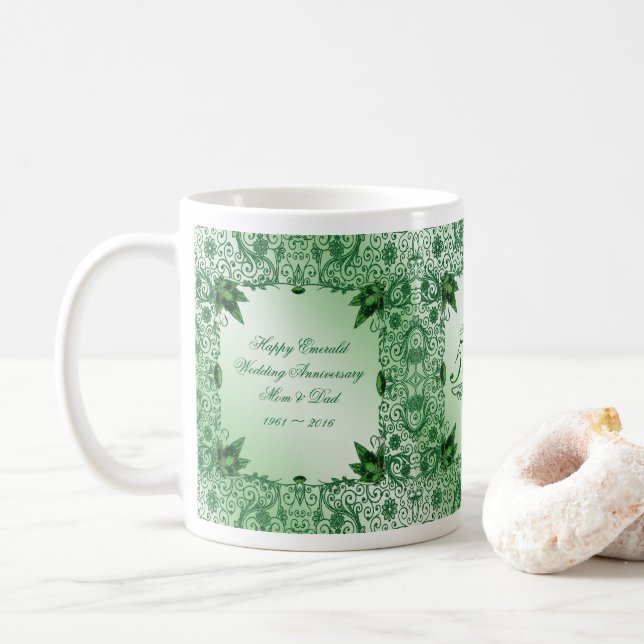 55.a taza de café elegante del aniversario de boda (Con donut)