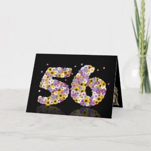 56.ª tarjeta de cumpleaños con letras floridas