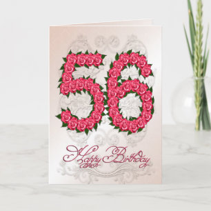 56.ª tarjeta de cumpleaños con rosas y hojas