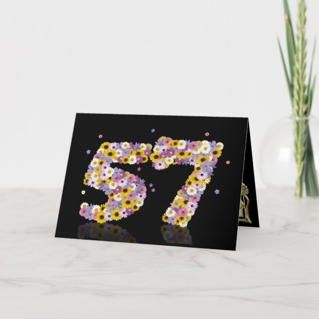 57.ª tarjeta de cumpleaños con letras floridas (Anverso)