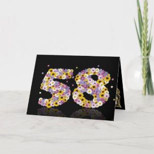 58.ª tarjeta de cumpleaños con letras floridas