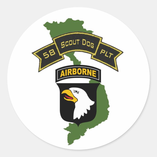 58.º Scout Dog Platoon 101ID Pegatinas (Anverso)