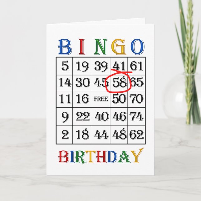 58.o Tarjeta del bingo del cumpleaños (Anverso)