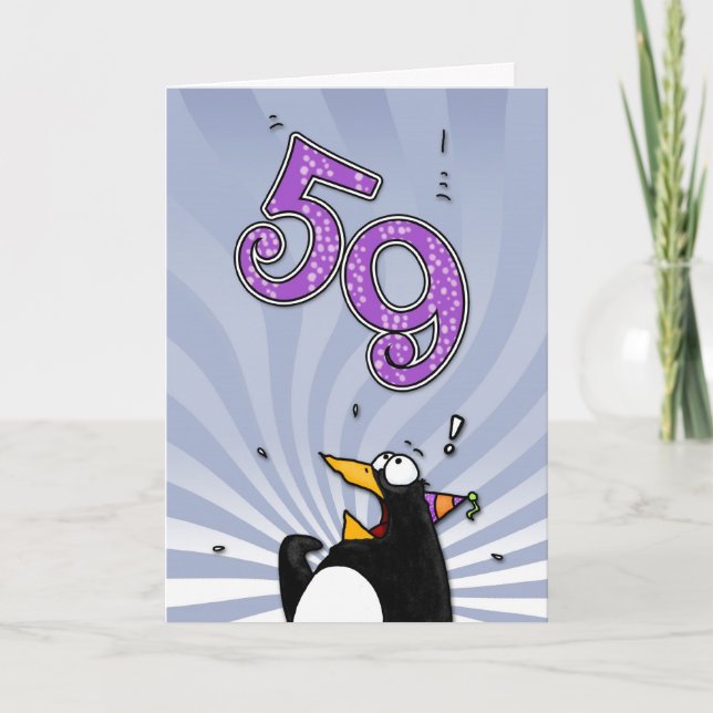 59.º cumpleaños - Tarjeta de sorpresa para pingüin (Anverso)