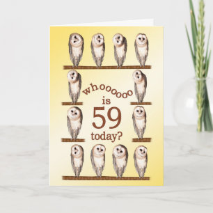 59 cumpleaños, tarjeta Curious owls.