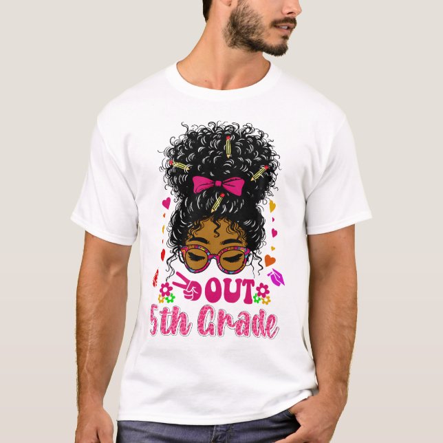 5.ª Camisa De Graduación Para Chicas Negros 5.ª Gr (Anverso)