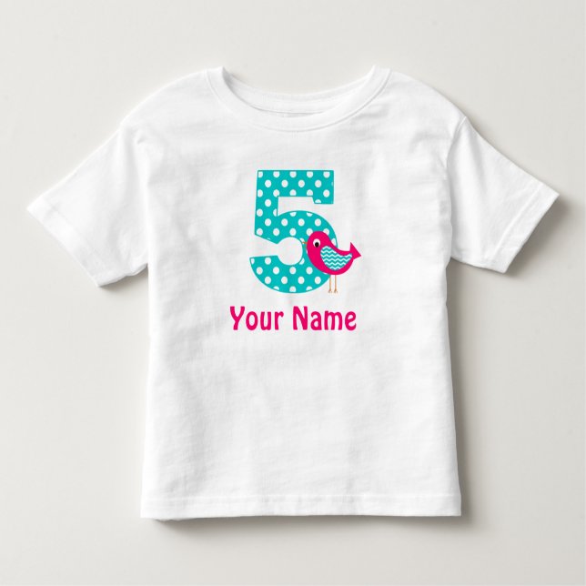 5.ª camiseta personalizada de Birthday Bird (Anverso)