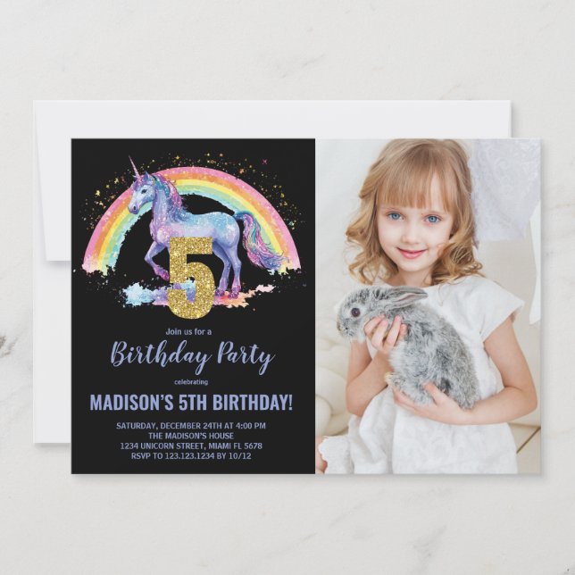 5.ª foto de invitaciones de cumpleaños de Rainbow  (Anverso)