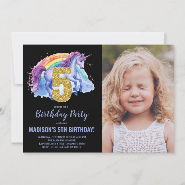5.ª foto de invitaciones de cumpleaños de Rainbow  (Anverso)