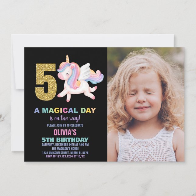 5.ª foto de invitaciones de cumpleaños de Rainbow  (Anverso)