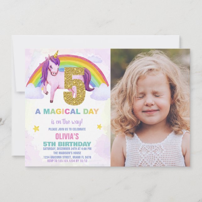 5.ª foto de invitaciones de cumpleaños de Rainbow  (Anverso)