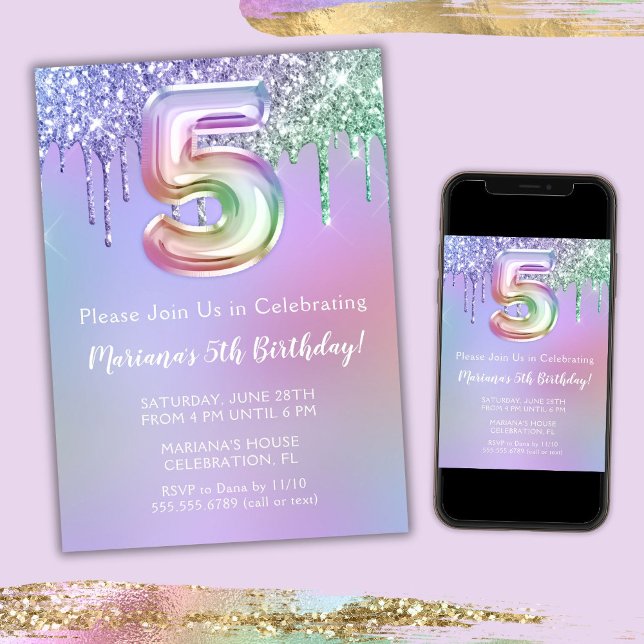 5.ª invitación a fiesta de cumpleaños Purpurina ro (Subido por el creador)
