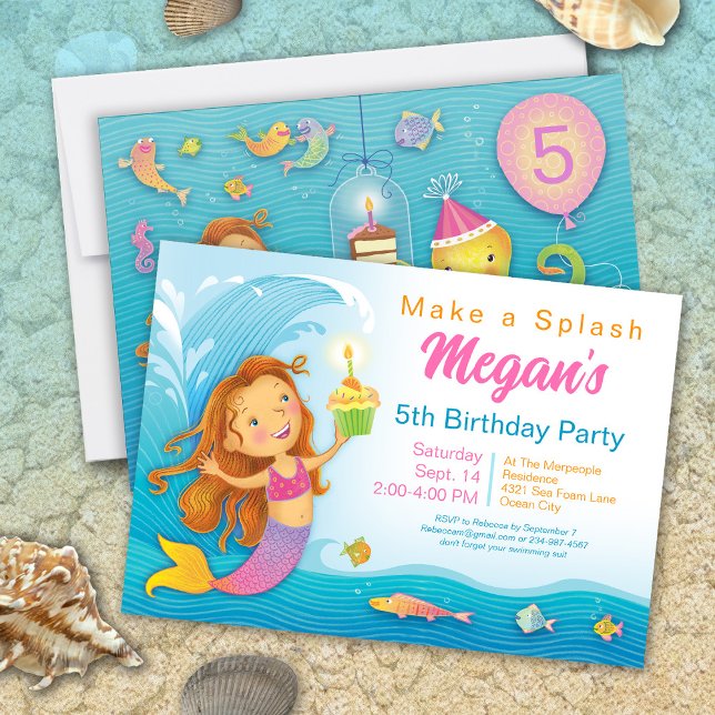 5.ª invitación a sirena rosa de cumpleaños (Subido por el creador)