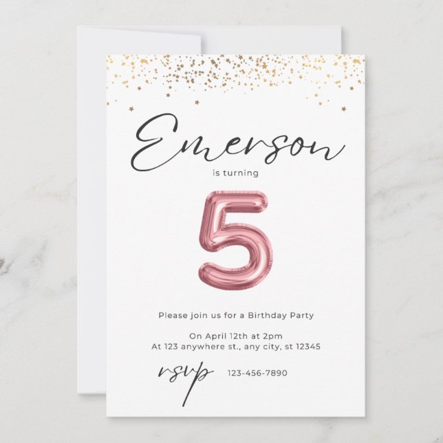 5.ª invitación de cumpleaños (Anverso)