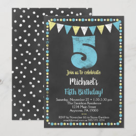 5.ª invitación de cumpleaños Carbono amarillo azul