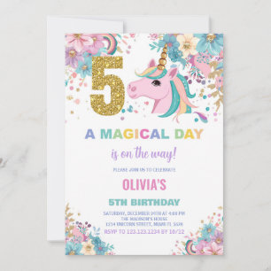 5.ª invitación de cumpleaños de Unicornio