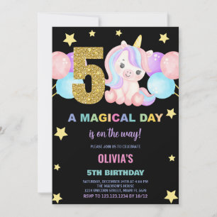 5.ª invitación de cumpleaños de Unicornio