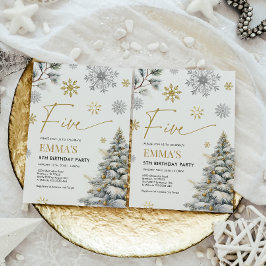 5.ª invitación de cumpleaños, invierno cinco cumpl