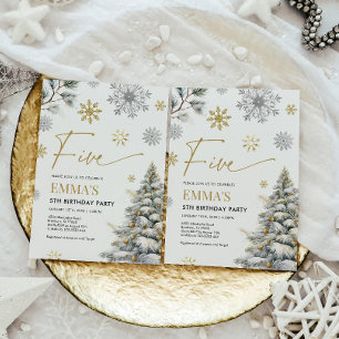 5.ª invitación de cumpleaños, invierno cinco cumpl